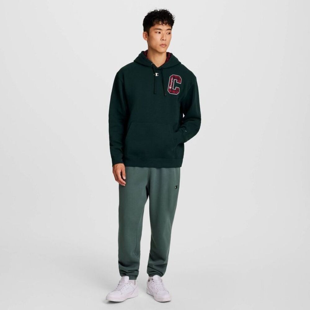 Champion Men's Plaid Hooded Sweatshirt - Green S - Picture 3 of 5